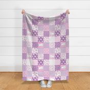 elephants elephant baby cheater quilt - cute baby nursery crib sheet, baby blanket fabric -purple and pink