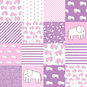 elephants elephant baby cheater quilt - cute baby nursery crib sheet, baby blanket fabric -purple and pink