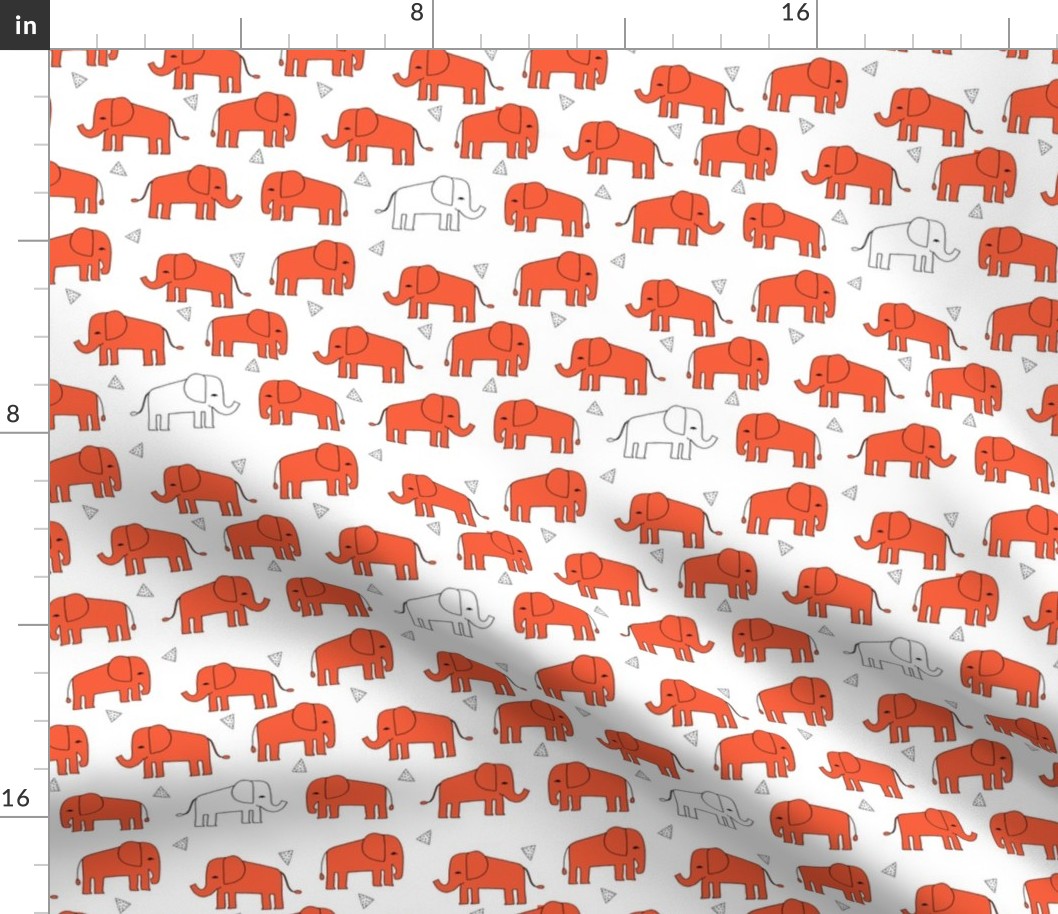elephant fabric - orange scattered orange elephants baby nursery cute design