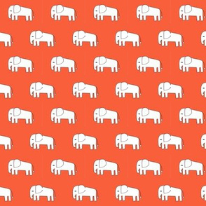 elephants fabric -orange - cute elephant fabric, nursery, baby, bright, colorful design