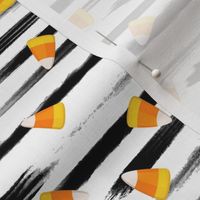 Candy Corn Stripes - Black Brush Stroke Stripes with Candy Corn Pieces Halloween Crafting Projects