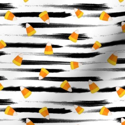 Candy Corn Stripes - Black Brush Stroke Stripes with Candy Corn Pieces Halloween Crafting Projects