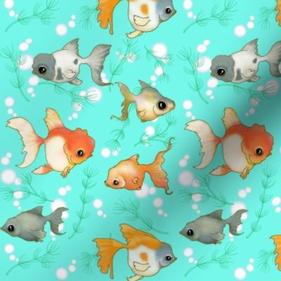 Goldfish (Small print teal)