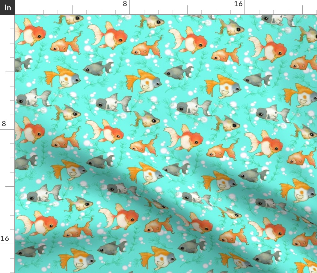 Goldfish (Small print teal)