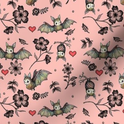 Floral & fluffy bat mini print