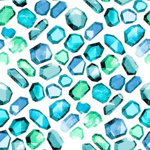 crystal gemstone fabric - stones, gems, gemstones, crystals, - aqua