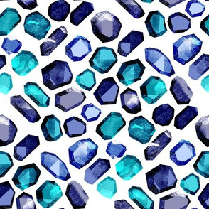 crystal gemstone fabric - stones, gems, gemstones, crystals, - dark blue