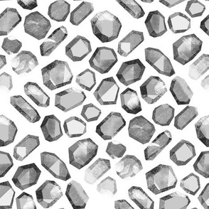 crystal gemstone fabric - stones, gems, gemstones, crystals, - grey
