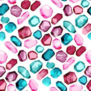 crystal gemstone fabric - stones, gems, gemstones, crystals, - pink and purples