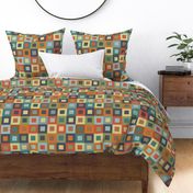 Square In Square - Earthtones - Wholecloth Quilt,  Cheater Quilt - Solid Colors