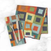 Square In Square - Earthtones - Wholecloth Quilt,  Cheater Quilt - Solid Colors