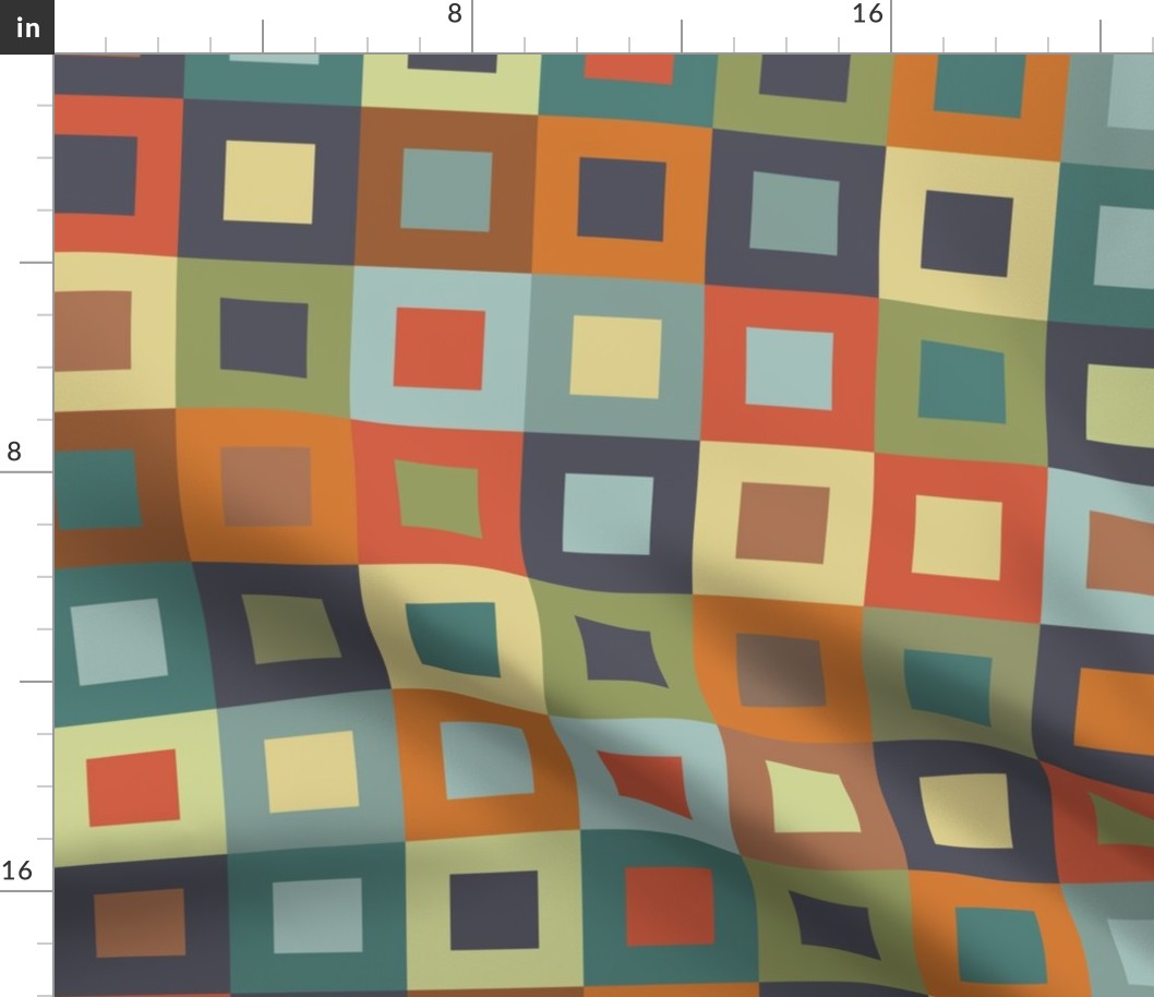 Square In Square - Earthtones - Wholecloth Quilt,  Cheater Quilt - Solid Colors