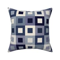 Square In Square - Small - Indigo - Cheater Quilt, Wholecloth Quilt