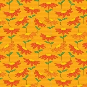 Modern Orange Flower Striped Print
