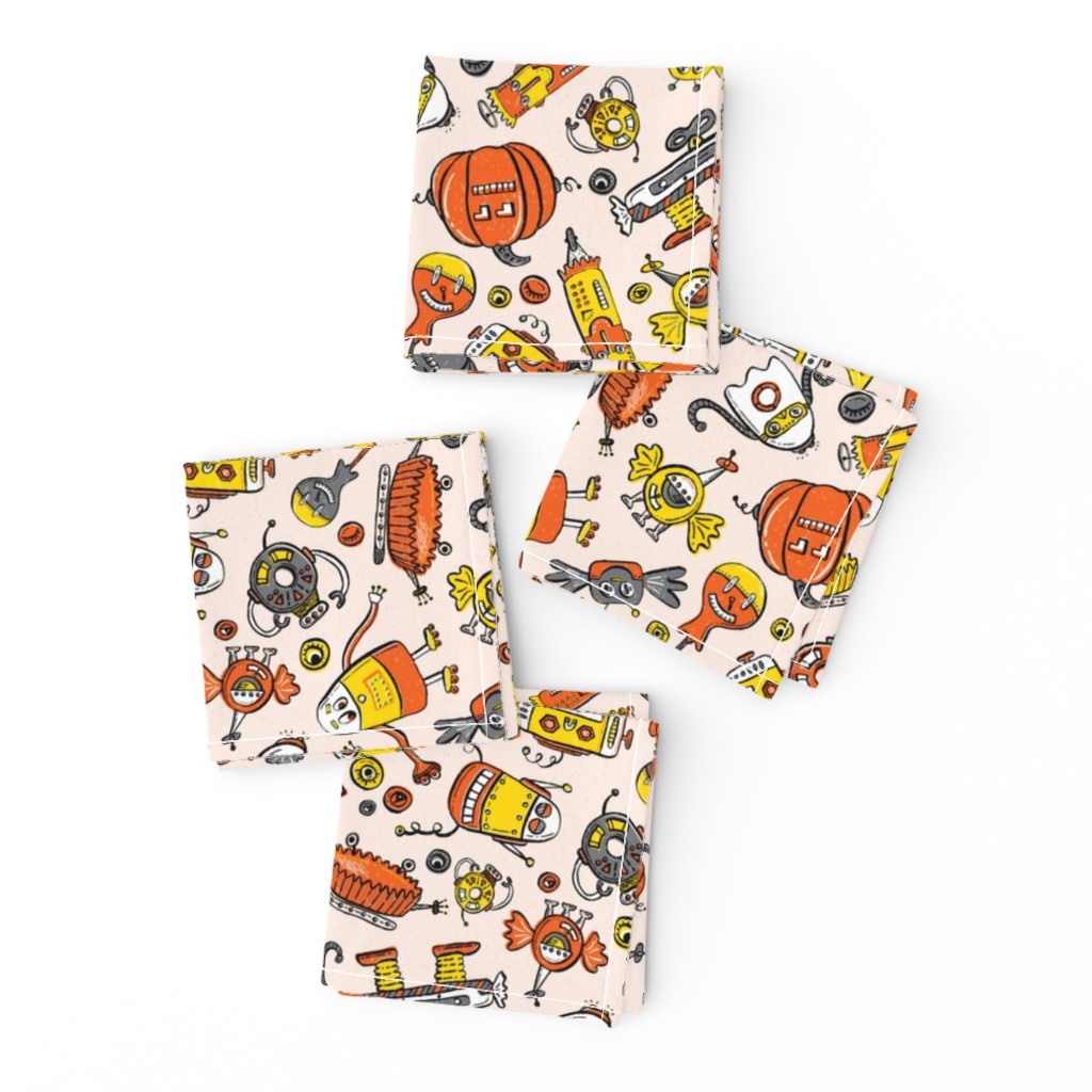 Monster Halloween Candy Bots SCATTER in Orange, Yellow, Black, & Gray  // Fall Holiday Themed Candy Shaped Robots // Nerdy Halloween