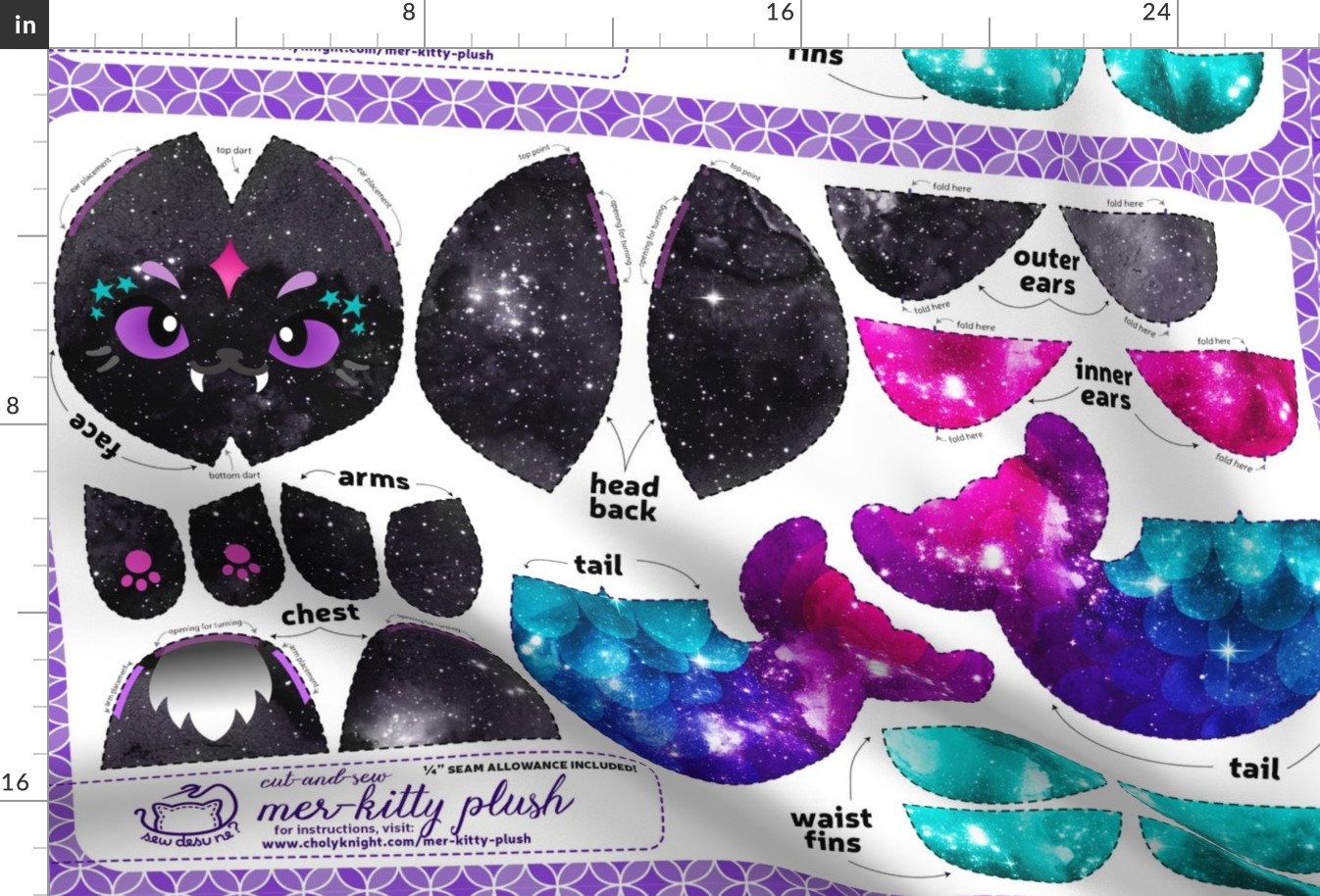 Cut and Sew Galaxy Mer-kitty Plush Black