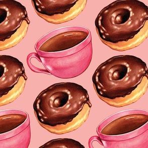 Coffee & Chocolate Donuts - Pink