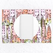 castles hand drawn watercolor fairytale 