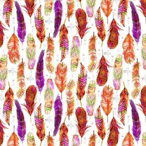 Orange and Purple Watercolor Feathers