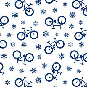 fat tire bikes - blue on white - winter sports