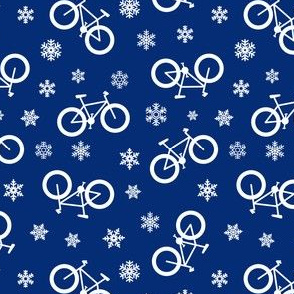 fat tire bikes - white on blue - winter sports