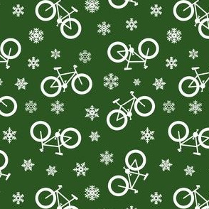 fat tire bikes - white on pine - winter sports