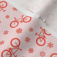 fat tire bikes - red on pink - winter sports