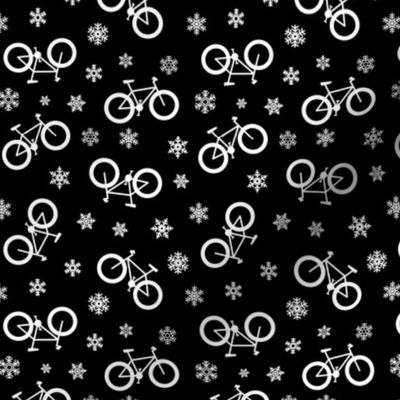 fat tire bikes - white on black - winter sports