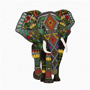 floral elephant white 18 inch panel