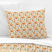 pumpkin watercolor pattern on white