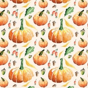 pumpkin watercolor pattern on white