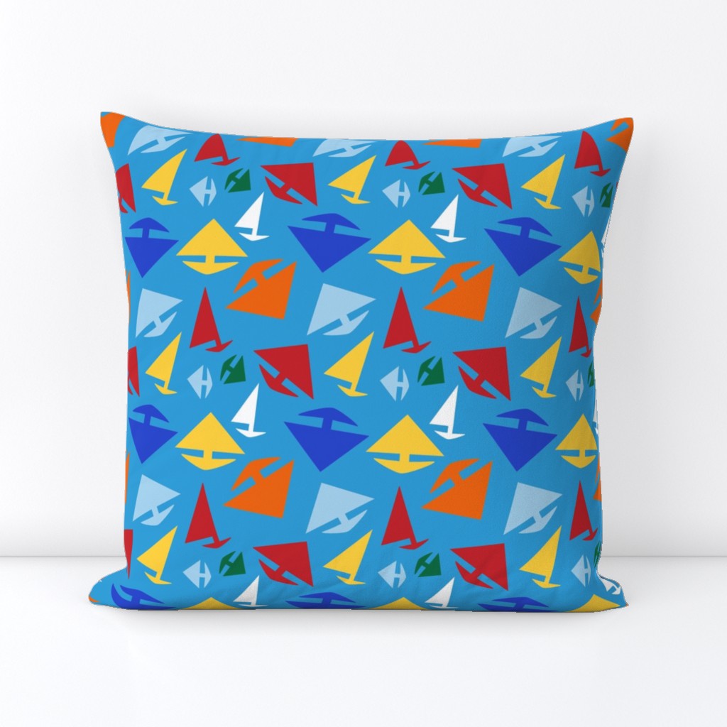 Kid's Wild Regatta, Sailboats on Blue