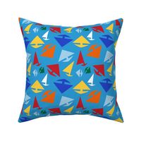 Kid's Wild Regatta, Sailboats on Blue