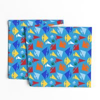 Kid's Wild Regatta, Sailboats on Blue