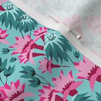 Australian Floral - Teal and Pink