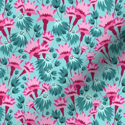 Australian Floral - Teal and Pink