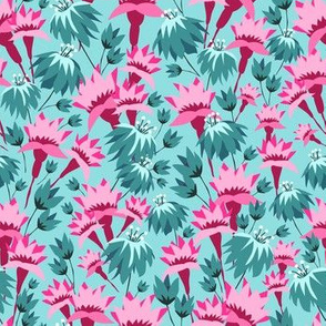 Australian Floral - Teal and Pink