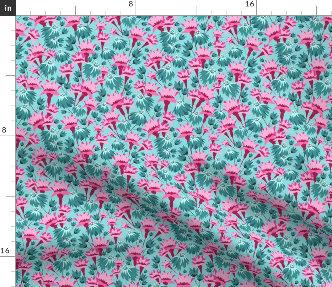 Australian Floral - Teal and Pink