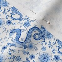Chinoiserie blue dragons // small 2 inch