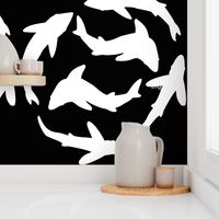 Minimal Abstract sharks white and black