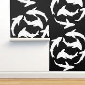 Minimal Abstract sharks white and black