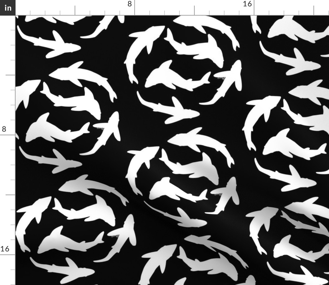 Minimal Abstract sharks white and black