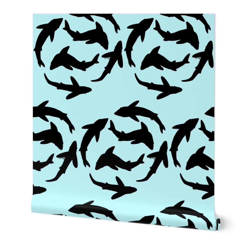 Abstract Minimal Sharks black on blue