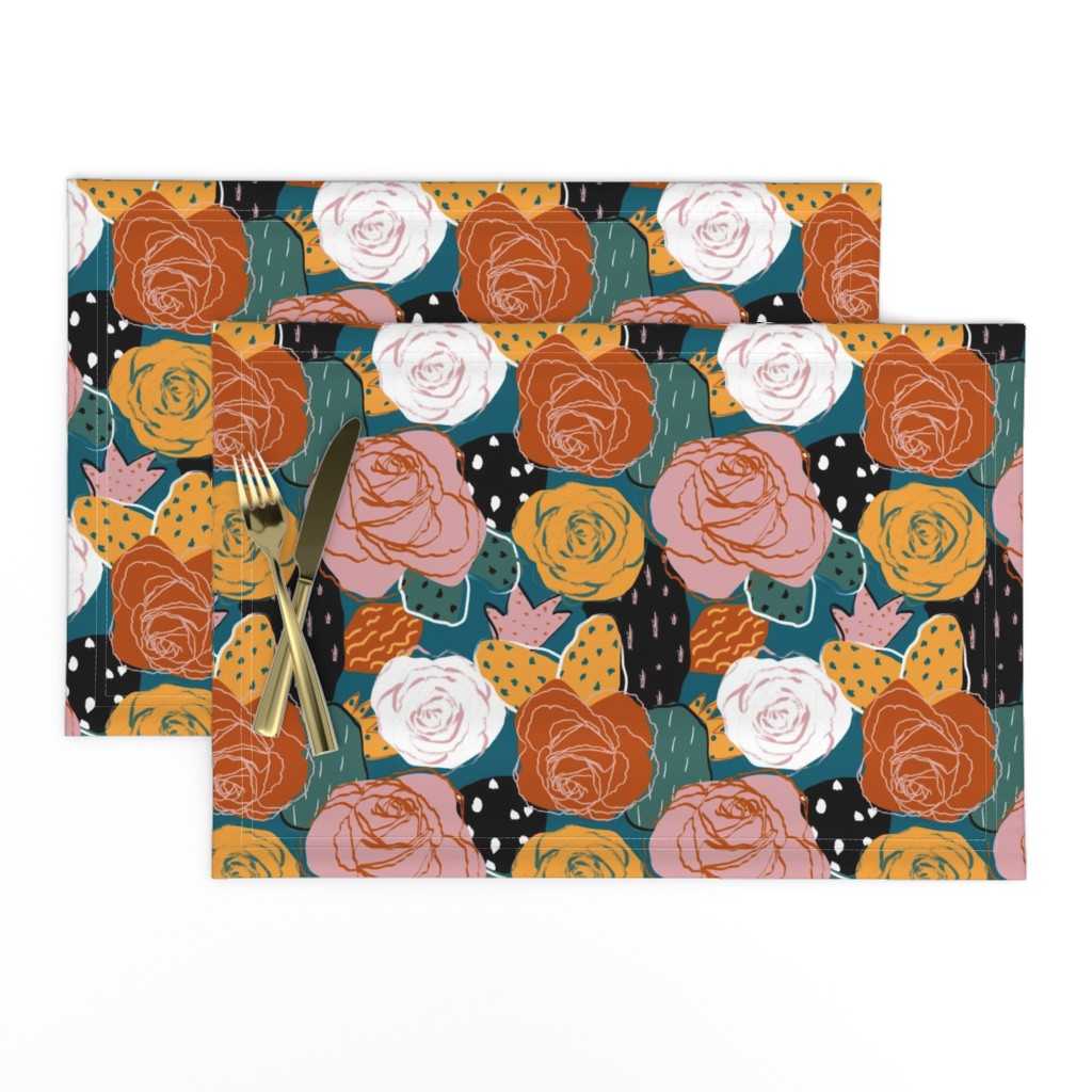 Limited Color Palette Abstract Rose Floral