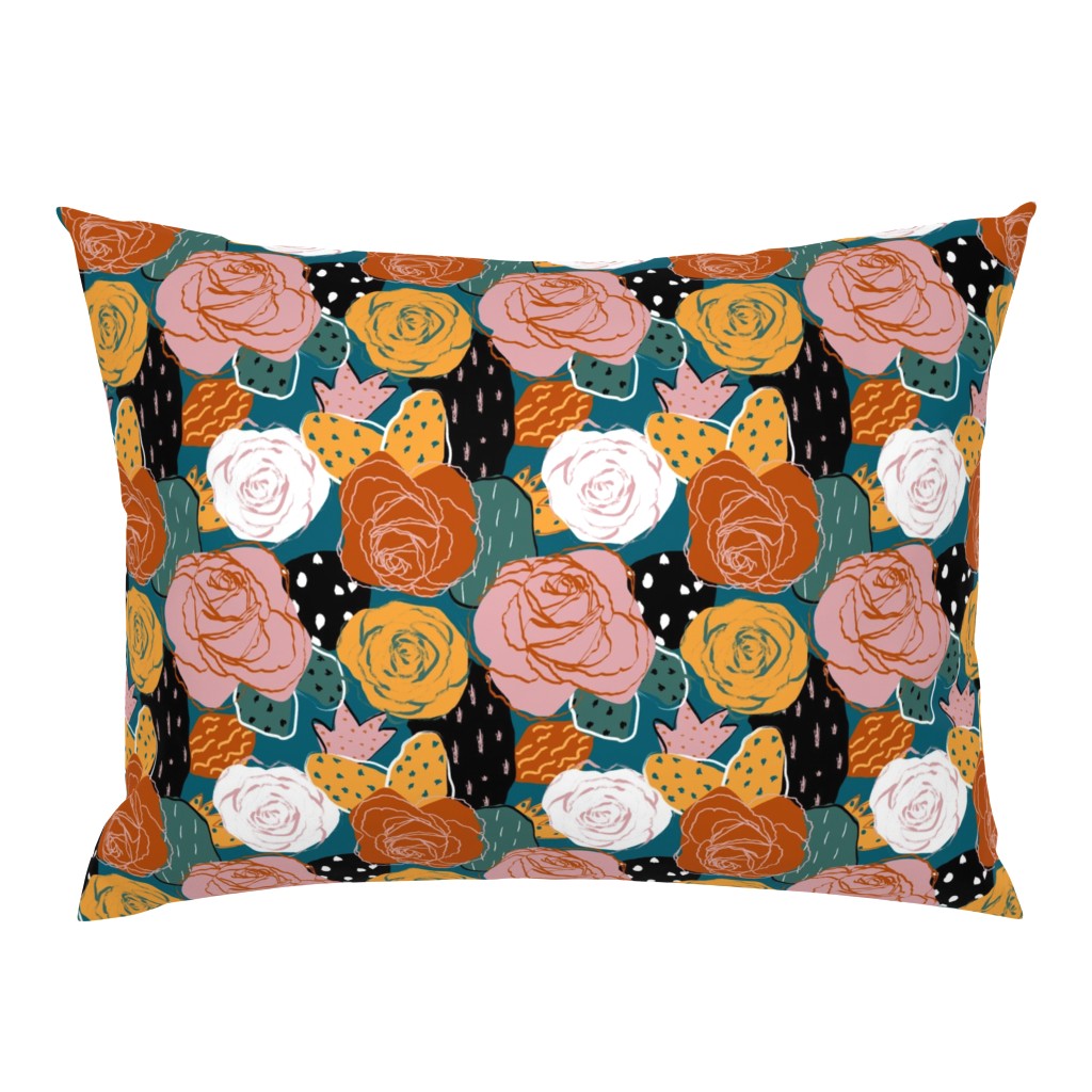 Limited Color Palette Abstract Rose Floral