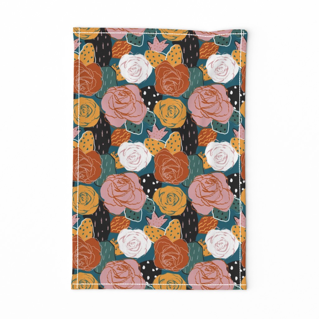 Limited Color Palette Abstract Rose Floral