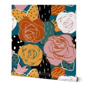 Limited Color Palette Abstract Rose Floral