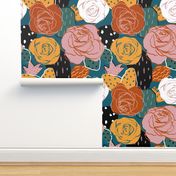 Limited Color Palette Abstract Rose Floral