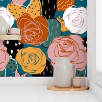 Limited Color Palette Abstract Rose Floral
