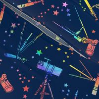 Telescopes - rainbow - navy background